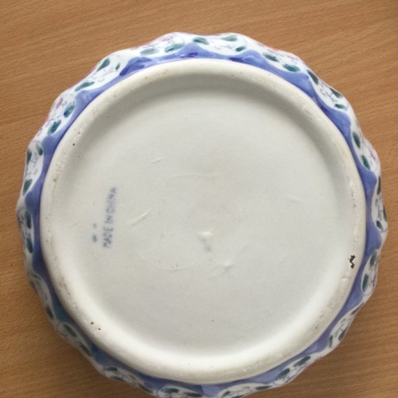 Vintage Chinese porcelain big bowl indoor planter hand painted floral 23cm long - Picture 6 of 9